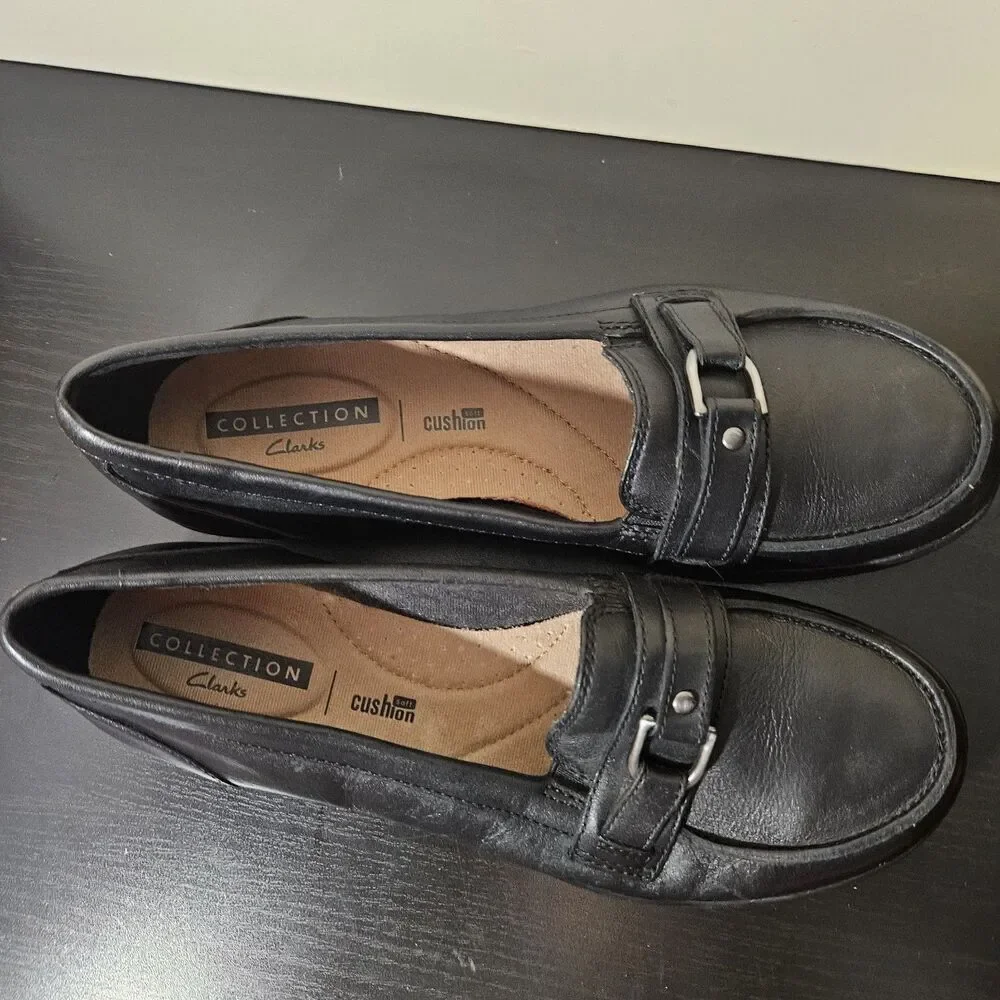 Clarks Black Cheyn Marie Loafer Womens Size 7 Soft Cushion Y2K Office Career